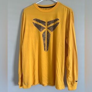 🚨Mens Yellow Kobe Bryant Black Mamba Dri-Fit Long Sleeve Tshirt